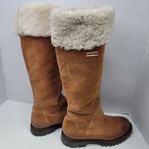 Sorel tall snow tall boots sheepskin and saude leather size 7